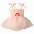 thumbnail image 1 of CAICJ98 Baby Girl One Birthday Outfit Boho Romper Tulle Dress Summer Cake Smash Photo Shoot Infant Clothes (Pink,12-18 Months), 1 of 7