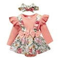 thumbnail image 1 of CAICJ98 Baby Girl Winter Clothes Toddler Girl Spring Fall Outfit Long Sleeve Ruffle Romper Suspender Skirt Headband Set Pink,Size 3-6 Months, 1 of 7