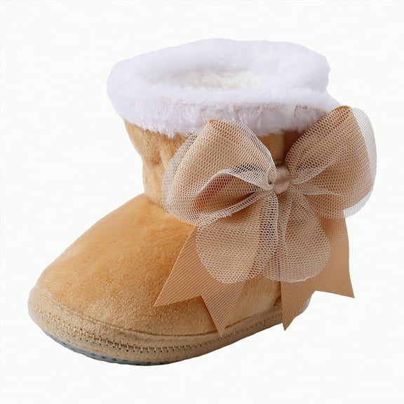 CAICJ98 Baby Girls Boys Snow Warm Boots Infant Winter Booties Newborn Slip On Infant Winter Boots Khaki,5(Infant)