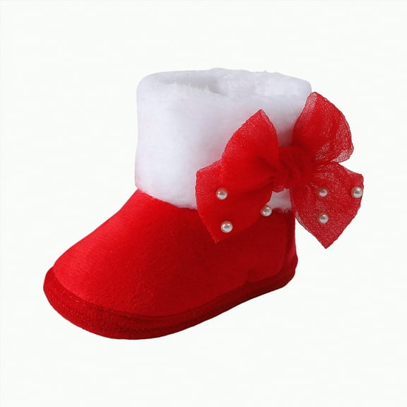 CAICJ98 Baby Girls Boys Snow Warm Boots Infant Winter Booties Newborn Slip On Winter Baby Shoes Red,5(Infant)