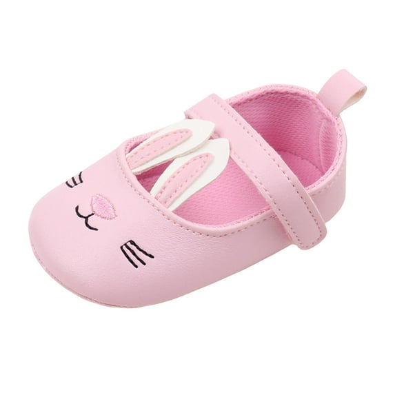 CAICJ98 Baby Girls Mary Jane Flats Bunny Single Shoes Princess Wedding Dress Ballet Shoes Non-Slip Toddler First Walking Shoes Newborn Crib Shoes Pink,12-18 Months