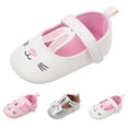 thumbnail image 1 of CAICJ98 Baby Girls Mary Jane Flats Bunny Single Shoes Princess Wedding Dress Ballet Shoes Non-Slip Toddler First Walking Shoes Newborn Crib Shoes White,0-6 Months, 1 of 6