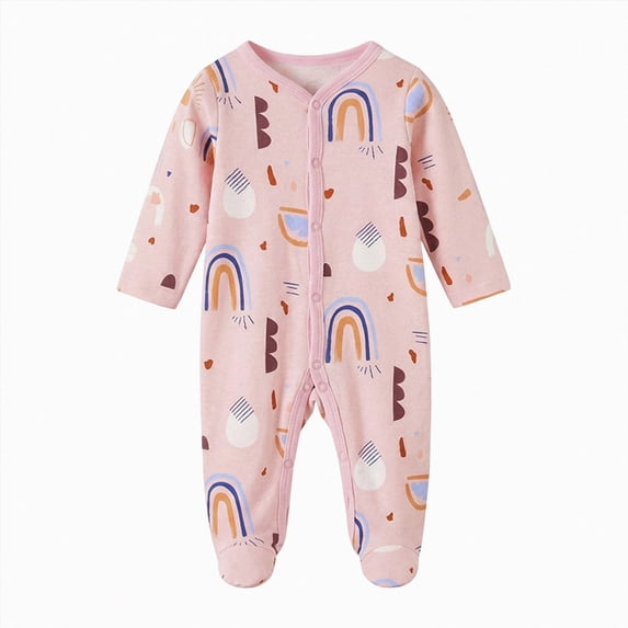 CAICJ98 Baby One-Piece Footies Newborn Rompers Pajamas Footed Pjs for Sleep Play Boys Girls (Multicolour,6-9 Months)