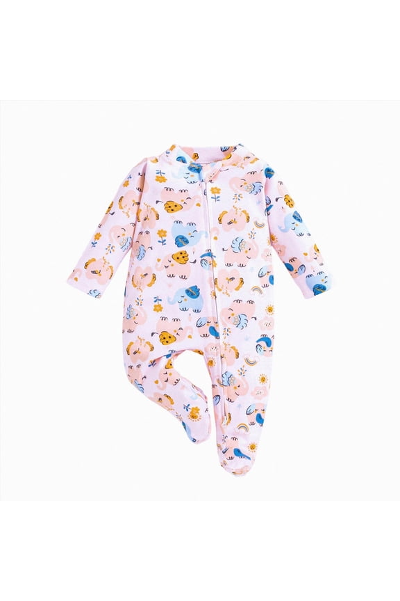 Baby Pajamas Baby Clothes for Boys Girls Unisex Zip-Front Non-Slip Onesie Sleeper Baby Girl Clothes (Light Pink,3-6 Months)