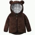 thumbnail image 1 of CAICJ98 Baby Toddler Boys Girls Fleece Jacket with Hood Zip Up Cute Bear Coats for Newborn Boys Girls Fuzzy Winter Jacket with Ear (Coffee,18-24 Months), 1 of 6