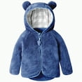 thumbnail image 1 of CAICJ98 Baby Toddler Boys Girls Fleece Jacket with Hood Zip Up Cute Bear Coats for Newborn Boys Girls Fuzzy Winter Jacket with Ear (Navy,18-24 Months), 1 of 6