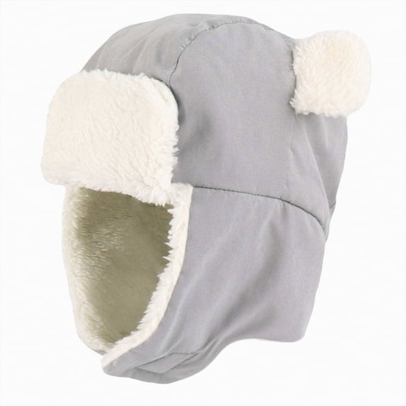 CAICJ98 Baby Winter Hat and Mitten Set Cute Fleece Sherpa Lined Warm Beanie for Toddler Kids Newborn Boys Girls 1-2 Years,Grey
