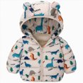 thumbnail image 1 of CAICJ98 Baby Winter Hooded Jacket Boys Girls Light Warm Puffer Coats Toddler Bear Ears Zipper Up Down Coats Outwear (Khaki,5-6 Years), 1 of 7