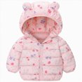 thumbnail image 1 of CAICJ98 Baby Winter Hooded Jacket Boys Girls Light Warm Puffer Coats Toddler Bear Ears Zipper Up Down Coats Outwear (Pink,5-6 Years), 1 of 7