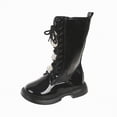 thumbnail image 1 of CAICJ98 Girl Boots Leather Combat Boot Side Zipper Punk Goth Lug Sole Mid Calf Kids Riding Boots (Toddler/Little Kid/Big Kid),1, 1 of 9