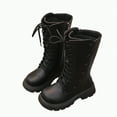 thumbnail image 1 of CAICJ98 Boots for Little Girls Leather Lace Up Combat Knee High Boots with Side Zipper Fashion Boots Non Slip Lug Sole Motorcycle Girls Horse Riding Boots (Little Kid/Big Kid),3, 1 of 6