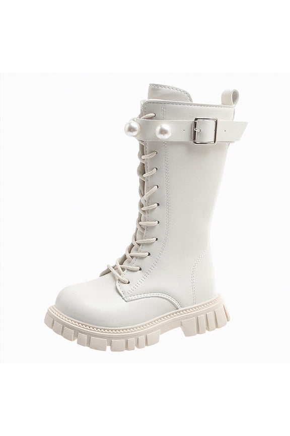 Boots for Girls Knee High Lace Up Side Zipper Mid Calf Combat Boots Sparkly Rainbow Winter Girls Riding Boots (Little Kid/Big Kid),3