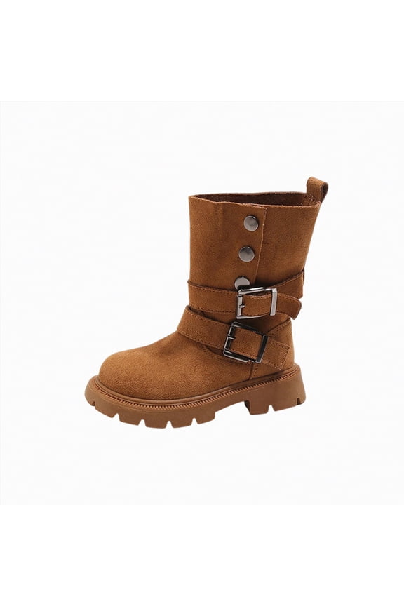 Boots for Girls Suede Leather Mid Calf Boots Fashion Winter Boots Side Zipper Girls Horse Riding Boots (Toddler/Little Kid/Big Kid),8