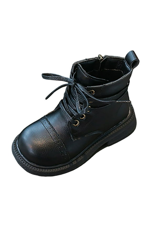 Boy Boots Kids Unisex Lace Up Outdoor Autumn Winter Shoes Hiking Water Resistant Ankle Boots for Girls Black (Little Kid/Big Kid),12