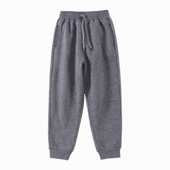 CAICJ98 Boy Girl Sweatpants Warm Soft Fleece-Lined Pants Elastic Waist Winter Pants Outfits Joggers for Boys Girls (Dark Gray,12-14 Years)
