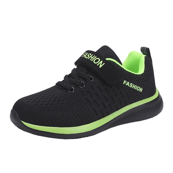 CAICJ98 Boy Running Shoes Children Walking Shoes Kids Flat Thick Bottom Non Slip Lightweight Breathable Sneakers Boys Green,2(Little Kid/Big Kid)