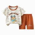 thumbnail image 1 of CAICJ98 Boy Toddler Baby Summer Clothes 3 6 12 18 24 Months 2T 3T 4T 5T Boys Outfits 2Pcs Outfits Letter Print Short Sleeve Shirt Top Shorts Set (Brown,12-18 Months), 1 of 5