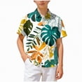 thumbnail image 1 of CAICJ98 Boy's Hawaiian Shirts Short Sleeve Button Down Dress Shirt Kids Summer Beach Hawaiian Shirts (Green,5-6 Years), 1 of 6