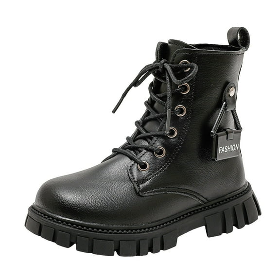 CAICJ98 Boys Boots Fashion Kids Solid Color Toddler Ankle Boots Girl Black (Little Kid/Big Kid),10