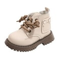 thumbnail image 1 of CAICJ98 Boys Boots Lace Up Combat Boot Side Zipper Comfortable Ankle Boots for Girls White (Toddler/Little Kid),7.5, 1 of 5