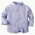thumbnail image 1 of CAICJ98 Boys' Button Down Dress Shirts Kids Long Sleeve Solid Collared Uniform Shirt for Toddler Boy (Light Purple,3-4 Years), 1 of 7