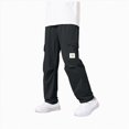thumbnail image 1 of CAICJ98 Boys Cargo Pants Elastic Waist Casual Jogging Trousers Bottom with Pockets Solid Color Lightweight Athletic Joggers Workout Workout Comfy Pants Boys (Black,9-10 Years), 1 of 5