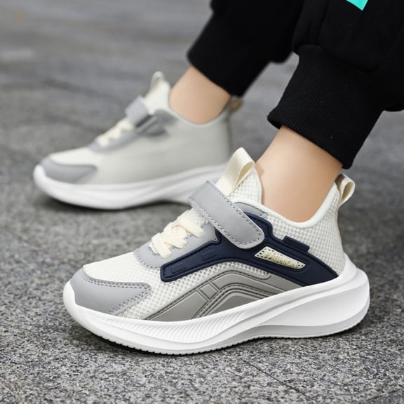 CAICJ98 Boys' Girls' Athletic Shoes Fashion All Season Children Boys Sports Shoes Flat Thick Bottom Lightweight Non-Slip Sneakers Boys Girls Beige,13(Little Kid/Big Kid)