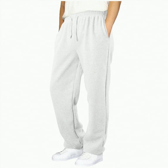 CAICJ98 Boys Girls Baggy Sweatpants Straight Wide Leg Open Bottom Casual Pants with Pockets Elastic Waist Workout Sweatpants for Boys Girls (White,13-14 Years)