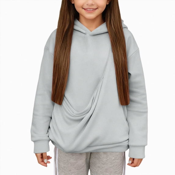 CAICJ98 Boys Girls Cat Pouch Hoodie - Kitten Puppy Carrier Holder Sweatshirt Toddler Kid Long Sleeve Kangaroo Pocket Pullover Tops (Light Gray,3-4 Years)
