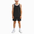 thumbnail image 1 of CAICJ98 Boys Girls Clothes Sleeveless Crewneck Breathable Tank Tops and Summer Shorts Sport Outfit 2pcs Sets (Black,9-10 Years), 1 of 7