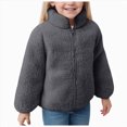 thumbnail image 1 of CAICJ98 Boys Girls Fleece Jacket Winter Warm Stand Collar Zip Up Winter Coat Toddler Boy Girl Solid Loose Lightweight Outwear with Pocket (Grey,7-8 Years), 1 of 7