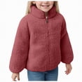 thumbnail image 1 of CAICJ98 Boys Girls Fleece Jacket Winter Warm Stand Collar Zip Up Winter Coat Toddler Boy Girl Solid Loose Lightweight Outwear with Pocket (Red,7-8 Years), 1 of 7