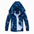 thumbnail image 1 of CAICJ98 Boys Girls Rain Jacket Lightweight Waterproof Hooded Fleece Lined Raincoat Windbreakers for Kids (Light Blue,10-13 Years), 1 of 8