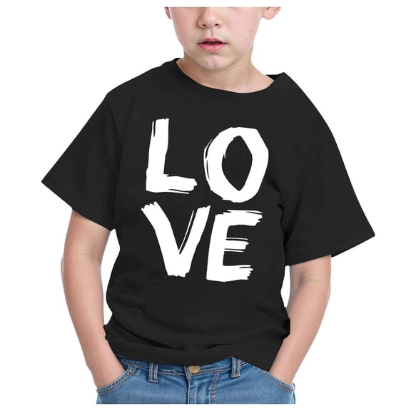 CAICJ98 Boys Girls Short Sleeve Tshirts Trendy Summer Tops Casual Crew Neck Daily Shirt for Toddler Kids Cute Pullover Graphic Tees Black,4-5 Years