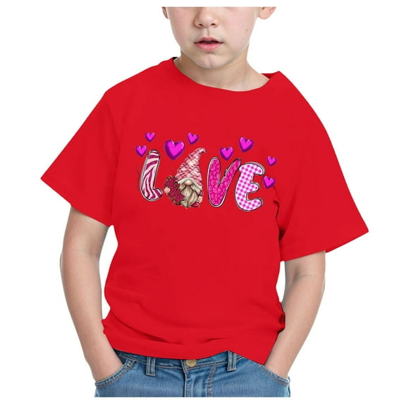 CAICJ98 Boys Girls Short Sleeve Tshirts Trendy Summer Tops Casual Crew Neck Daily Shirt for Toddler Kids Cute Pullover Graphic Tees Red,9-10 Years