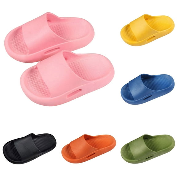 CAICJ98 Boys Girls Slides Toddler Slippers Pillow Sandals Summer Quick Dry Bathroom Slides Beach Water Non-Slip Kids Shower Shoes Pink,12(Little Kid)