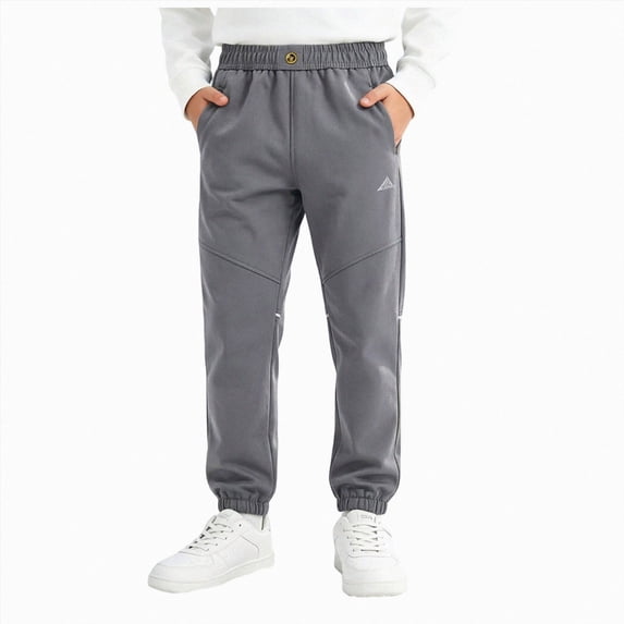 CAICJ98 Boys Girls Softshell Skiing Snow Hiking Pants Fleece Lined Kids Waterproof Outdoor Trousers Bottoms,Size 9-10 Years