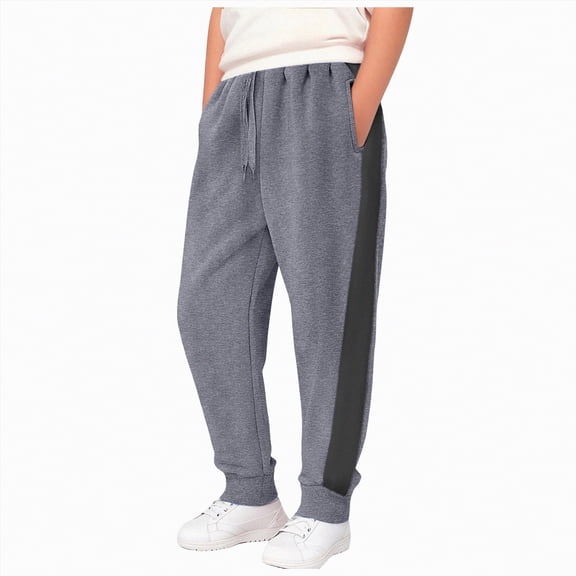 CAICJ98 Boys Girls Sweatpants Baggy Fleece Lined Pants High Waisted Athletic Pants for Running Winter Warm Casual Joggers Boys Girls (Grey,5-6 Years)