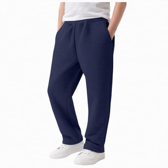 CAICJ98 Boys Girls Sweatpants Winter Warm Fleece Lined Pants Elastic Waistband Joggers Boys Girls (Navy,5-6 Years)