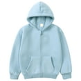 thumbnail image 1 of CAICJ98 Boys Girls Zip Up Hoodie Youth Solid Classic Hoodies Soft Hooded Full Zip Sweatshirts for Children Blue,9-10 Years, 1 of 7