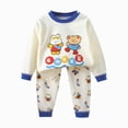 thumbnail image 1 of CAICJ98 Boys Pajamas Cotton Long Sleeve Sleep Tee and Pants Pajama Set Toddler Sleepwear Baby Girl Clothes (White,12-18 Months), 1 of 3