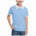 thumbnail image 1 of CAICJ98 Boys Short Sleeve Polo Shirts Kids Toddler Casual Color Block Uniform Golf Shirt (Sky Blue,7-8 Years), 1 of 4