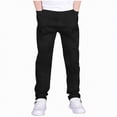 thumbnail image 1 of CAICJ98 Boys' Stretch School Jogger Pants Pull-On Twill Uniform Pants Stretch Chino Fabric with Elastic Waist Dress Pants for Boys (Black,9-10 Years), 1 of 6