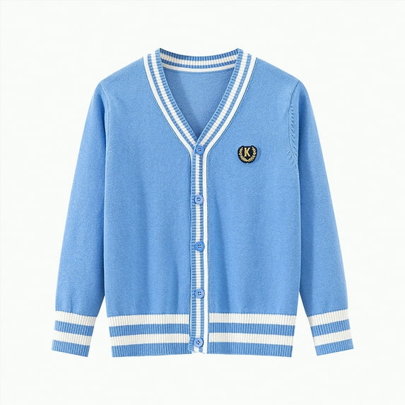 CAICJ98 Boys' Sweater Cardigan V Neck Long Sleeve Button down Solid Color Knit Sweater for Toddler Boys Coat Fall Outwear with Pockets Sky Blue,13-15 Years