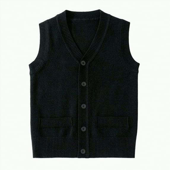 CAICJ98 Boys Sweater Vest Cable Knit Cotton Toddler Boy Sweater Uniform Sleeveless Vest Kids Toddler Fall Winter Clothes Black,7-9 Years