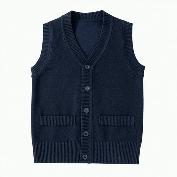 CAICJ98 Boys Sweater Vest Cable Knit Cotton Toddler Boy Sweater Uniform Sleeveless Vest Kids Toddler Fall Winter Clothes Navy,7-9 Years