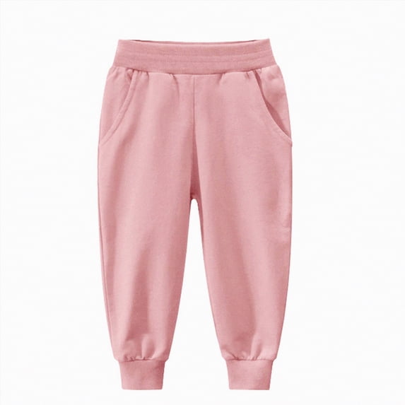 CAICJ98 Boys Sweatpants Baggy Athletic Joggers for Girls Tapered Leg Sweat Pants with Pockets Fall Clothes Fashion Big Boys Girls Pants (Pink,1-2 Years)