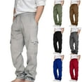 thumbnail image 1 of CAICJ98 Boys Sweatpants Kids Drawstring Cargo Pants with Pockets Wide Leg Elastic Waist Baggy Boys Cargo Pants (Grey,11-12 Years), 1 of 4