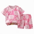 thumbnail image 1 of CAICJ98 Boys Toddler Baby Summer Clothes 3 6 12 18 Months 2T 3T 4T 5T Girls Outfits Short Sleeve Cartoon Print T-Shirt Tops & Shorts Sets 2Pcs (Pink,3-6 Months), 1 of 4