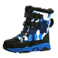 thumbnail image 1 of CAICJ98 Boys Winter Boots Waterproof Outdoor Warm Faux Fur Lined Snow Boots Toddler Girl Blue (Little Kid/Big Kid),4, 1 of 7